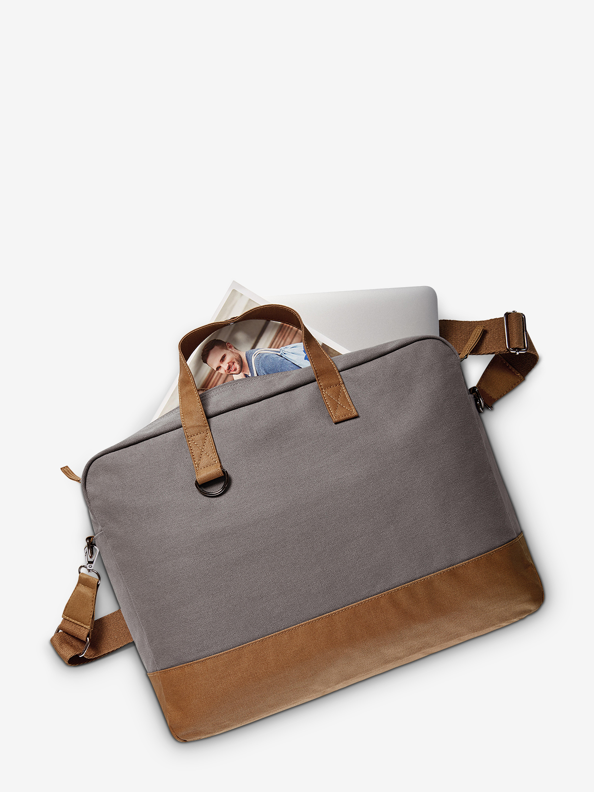 notebook bag LIFE grey-brown filled