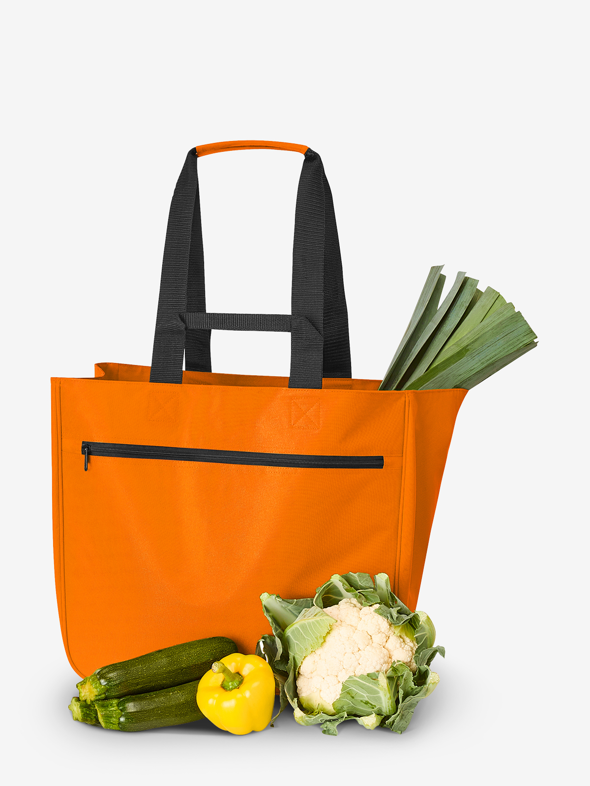 Shopper SOFTBASKET orange gefuellt mit gemuese