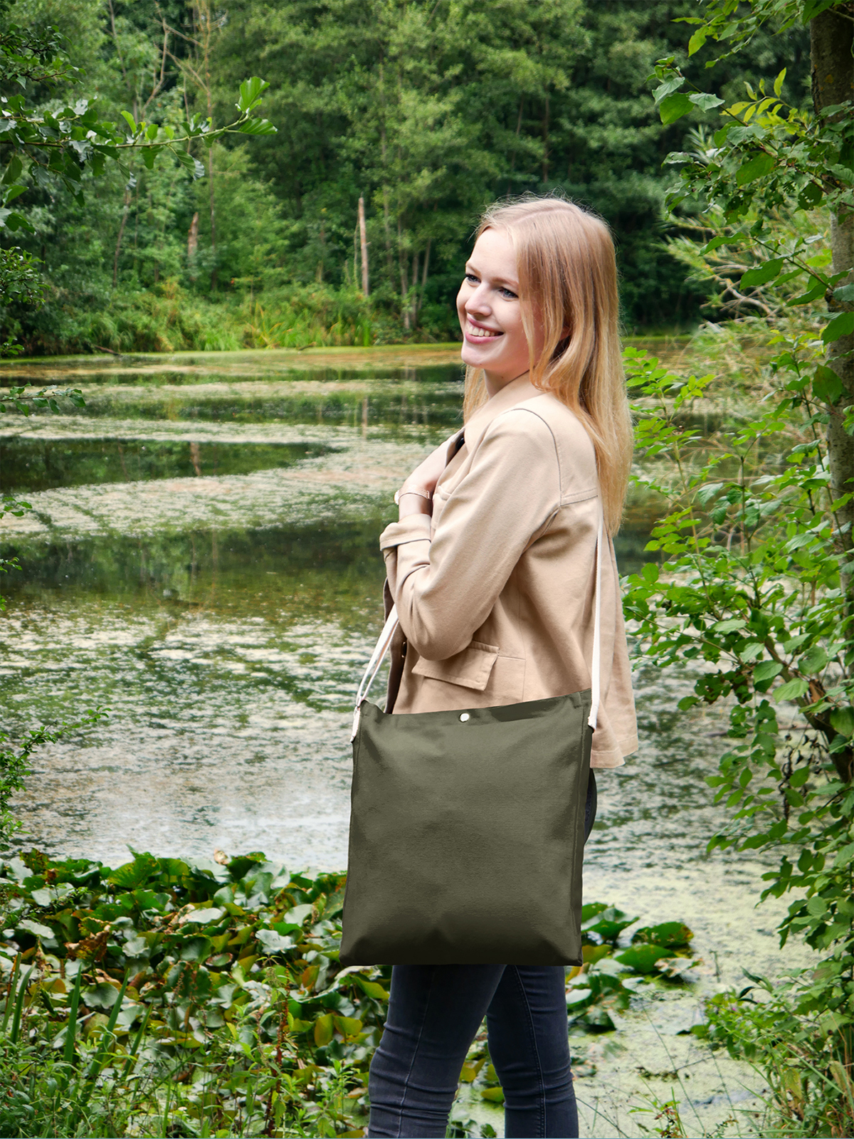 Shopper LIKE oliv mit Model