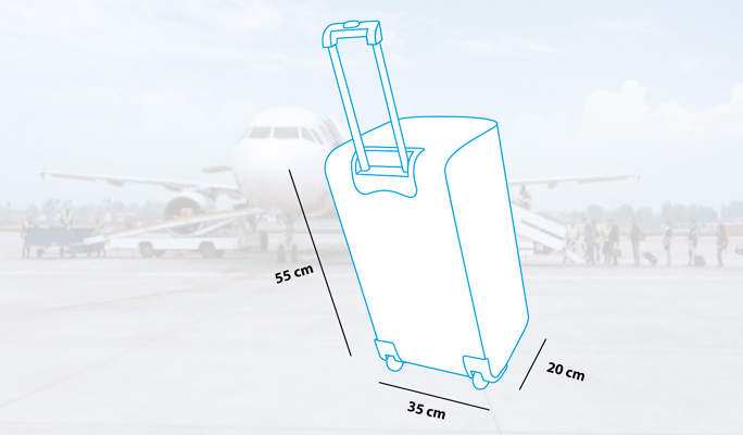 Abmessungen eines Trolleys im Handgepäckformat