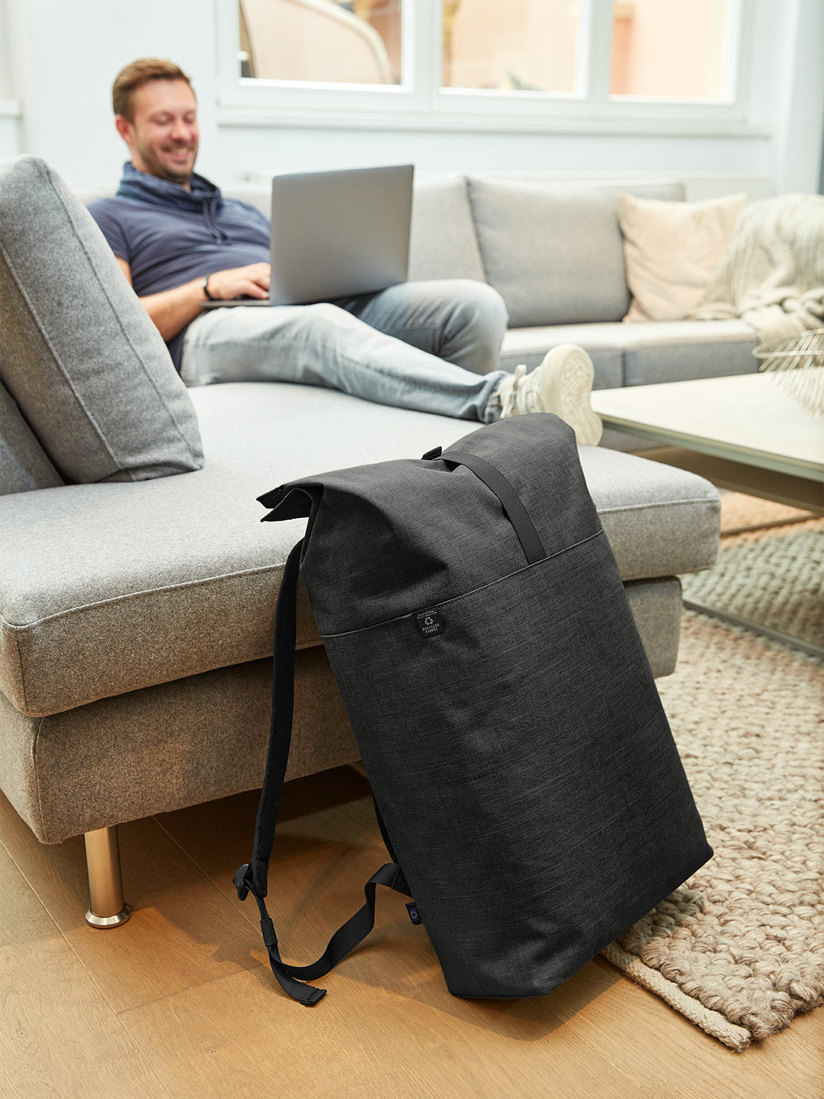 notebook roller backpack EUROPE black-sprinkle featuring a model