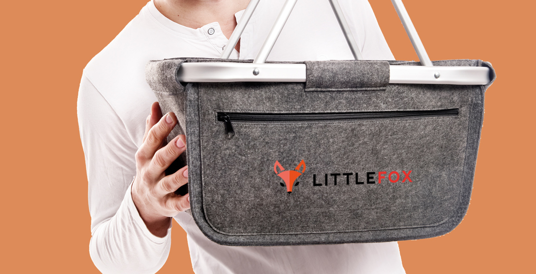 Filztaschen Werbeartikel präsentiert als FILZSHOPPER BASKET