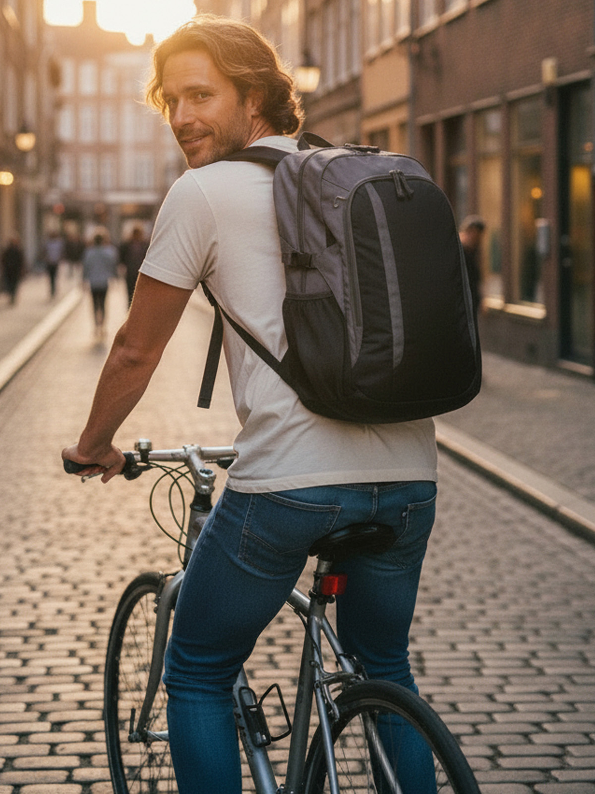 backpack GALAXY black featuring a model