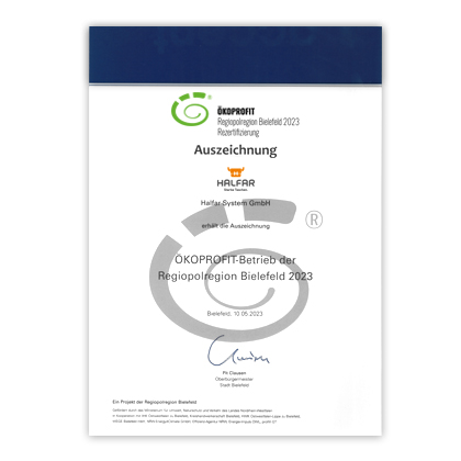 Halfar Auszeichnung ÖKOPROFIT®-Bertrieb