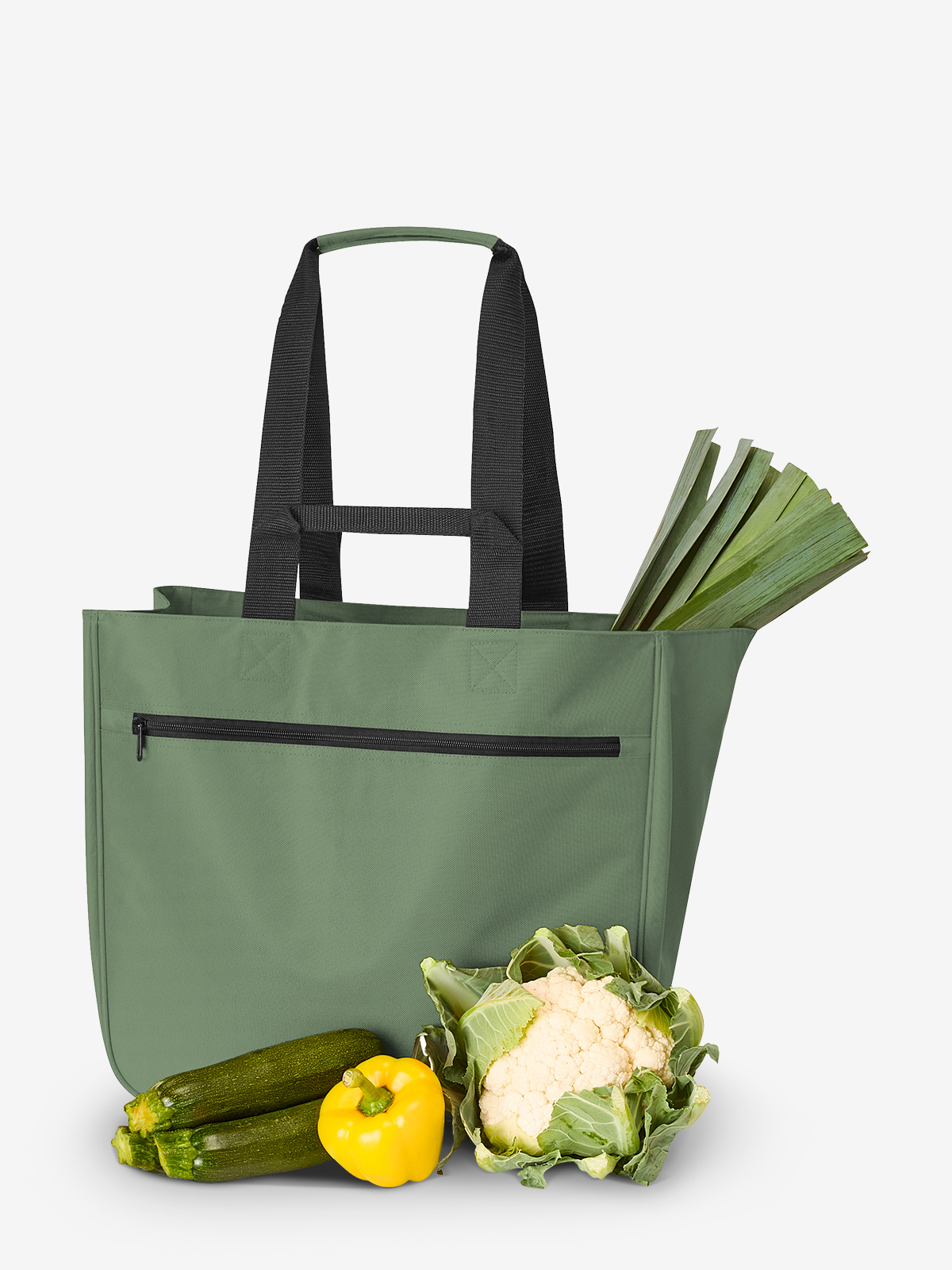 Shopper SOFTBASKET jadegruen gefuellt mit gemuese