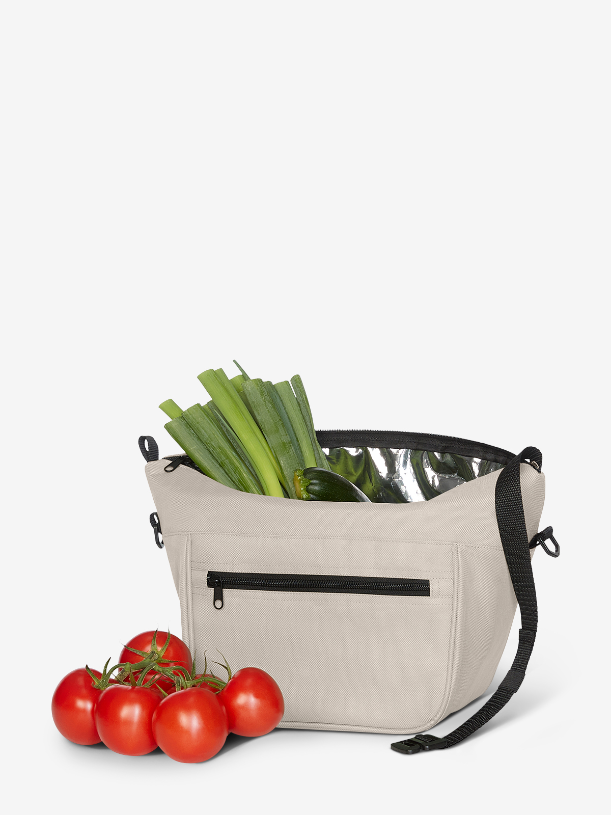 Lunchbag SOFTBASKET beige gefuellt mit gemuese