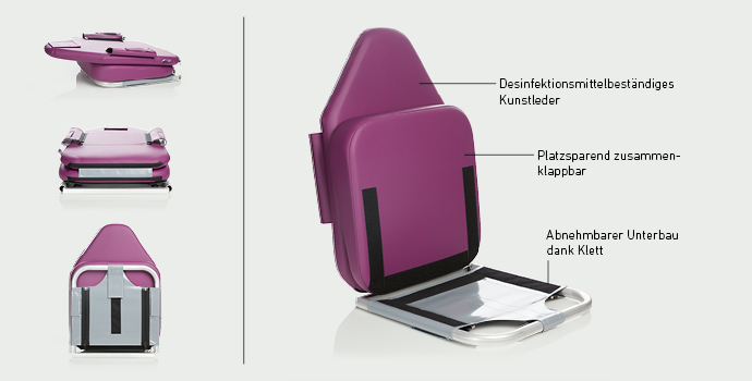 Halfar Rettungsstuhl – Detailaufnahme der Sicherheitsmerkmale