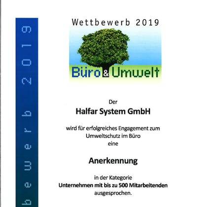 Halfar Auszeichnung Wettbewerb Buero Umwelt 2019