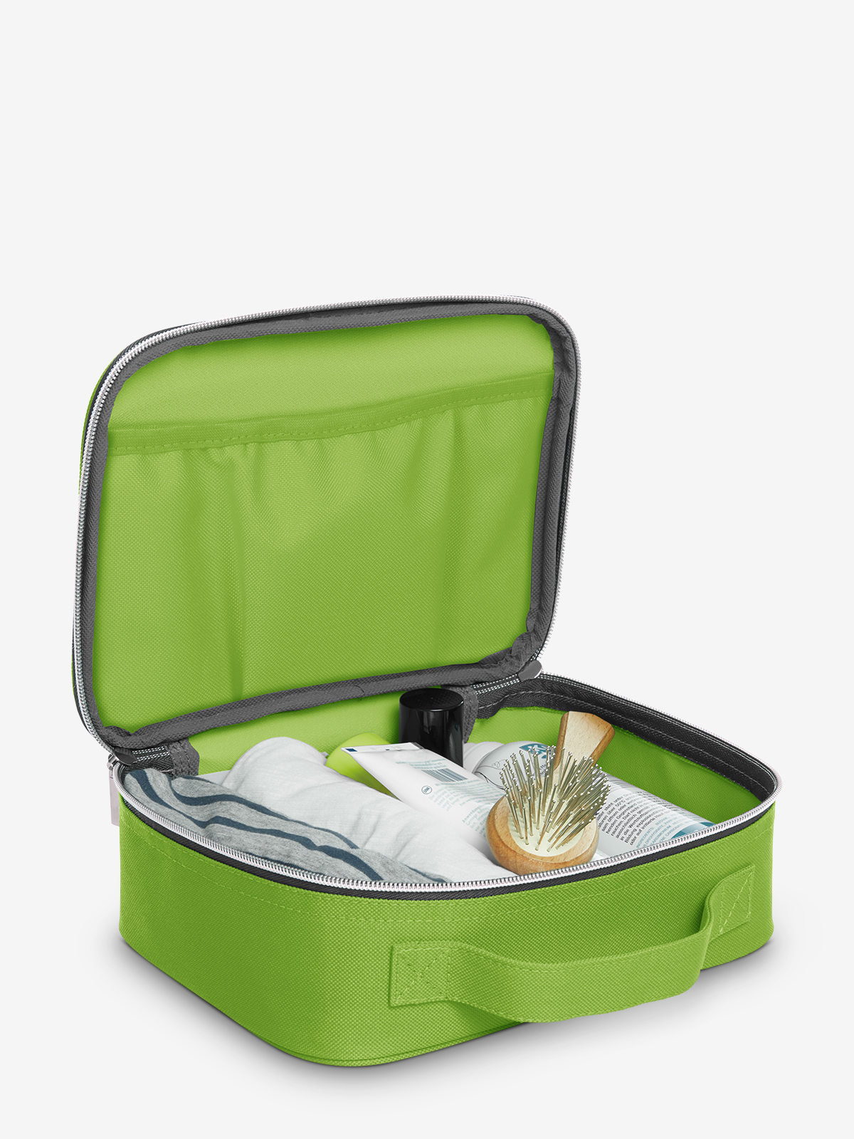 Reissverschluss-Tasche SWITCH maigruen gefuellt