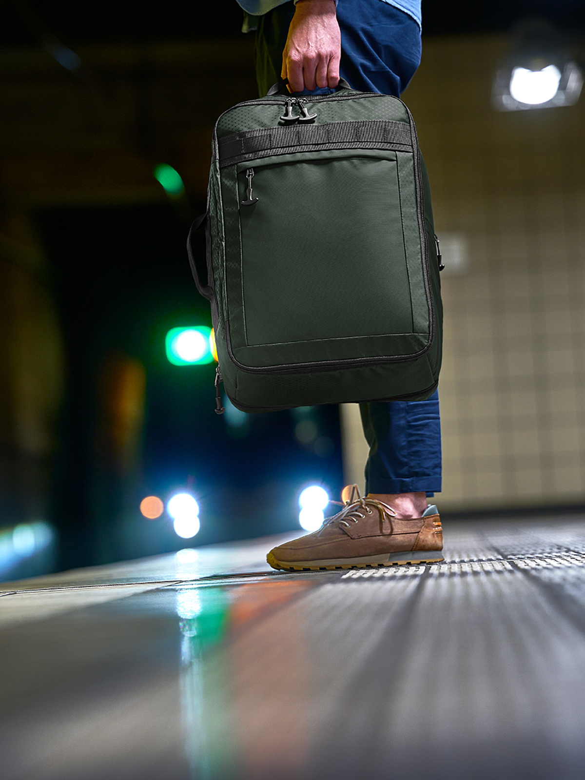 travel backpack ACTIVE dark-green featuring a model