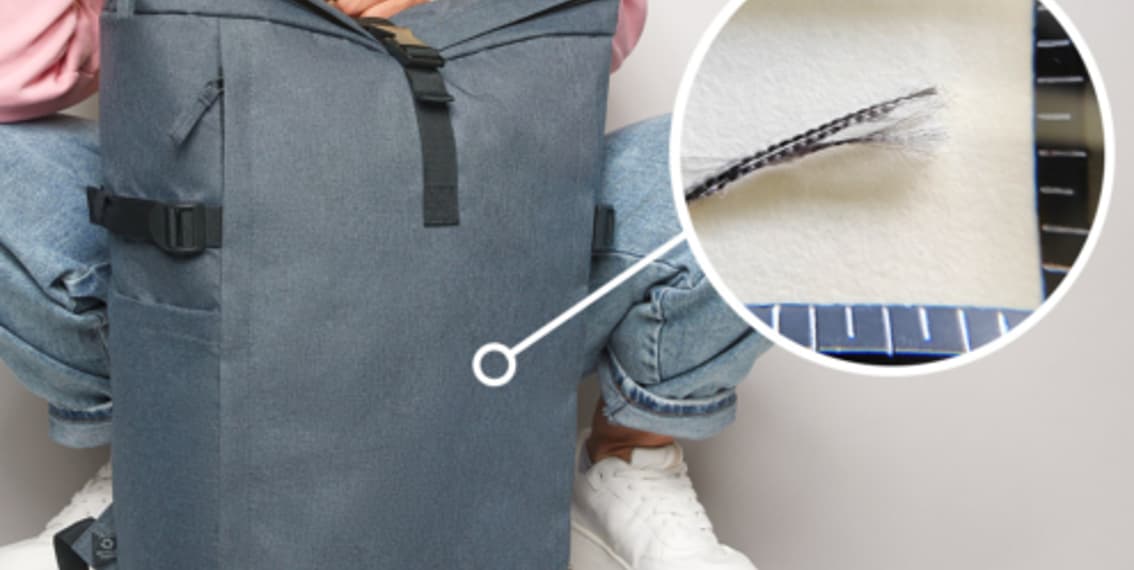 Close-up of polyester fabric in shades of blue