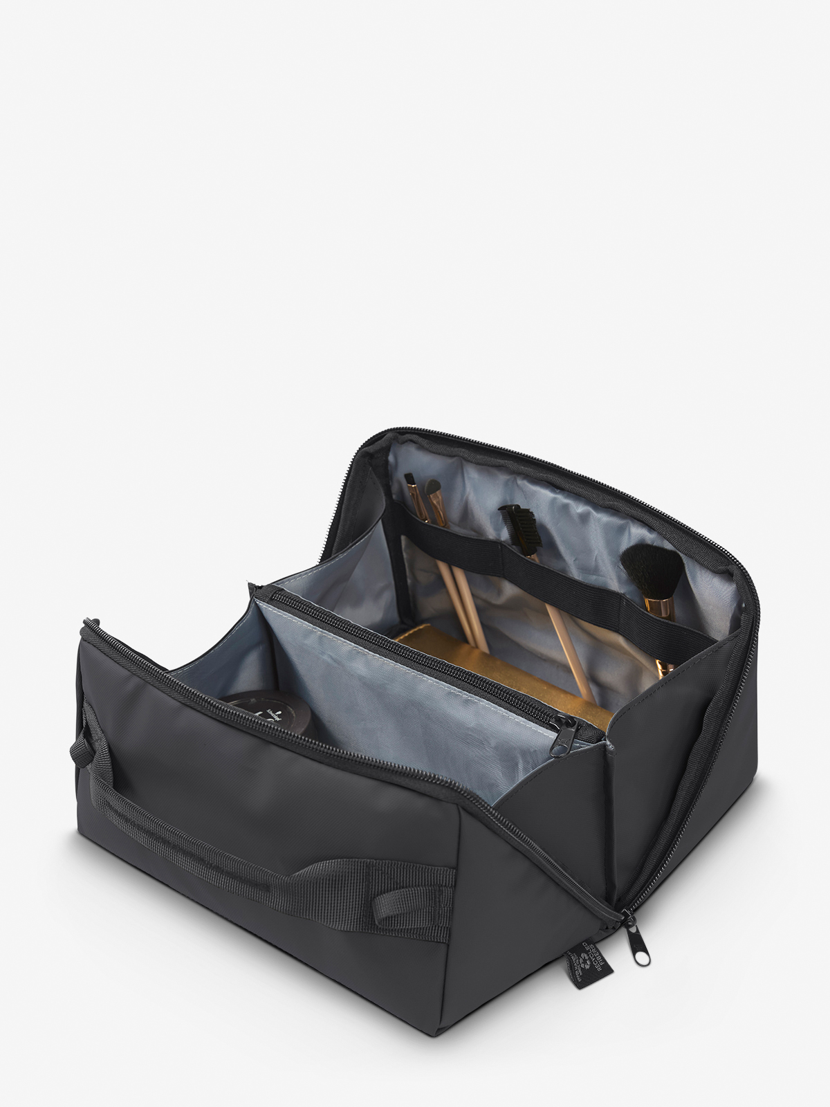 Reissverschluss-Tasche BOX schwarz gefuellt pinsel