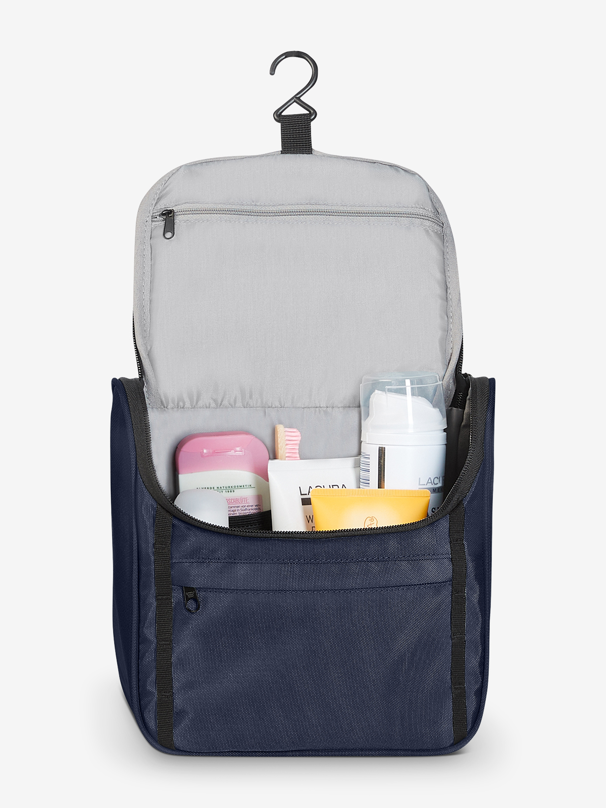 Kulturtasche FLEX marine gefuellt