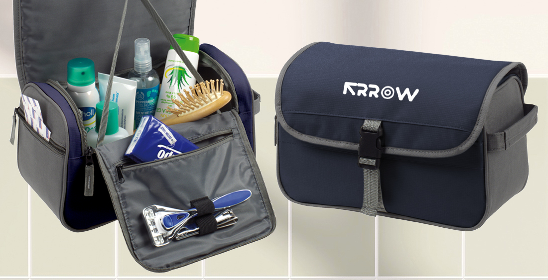 Kosmetiktaschen bedrucken präsentiert als REISENECESSAIRE BUSINESS