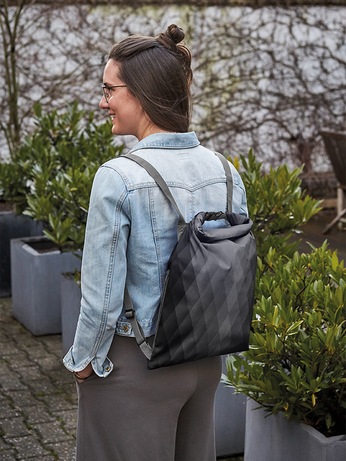 backpack DIAMOND black featuring a model