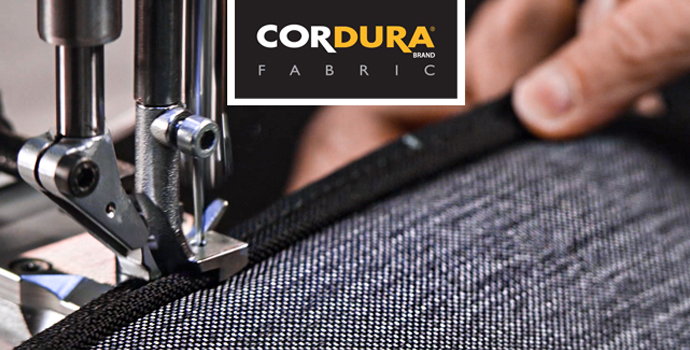 Verarbeitung von Cordura-Fasern an einer Nähmaschine bei Halfar