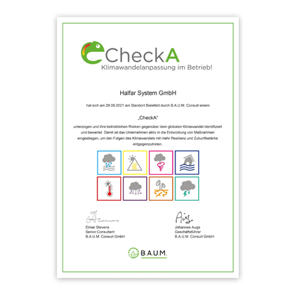 CheckA Zertifikat Halfar