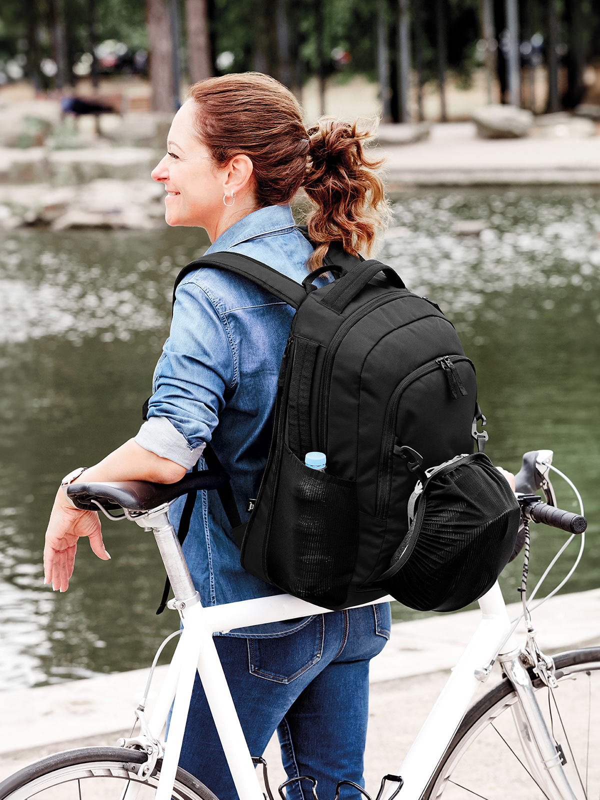 backpack TEAM black featuring a model