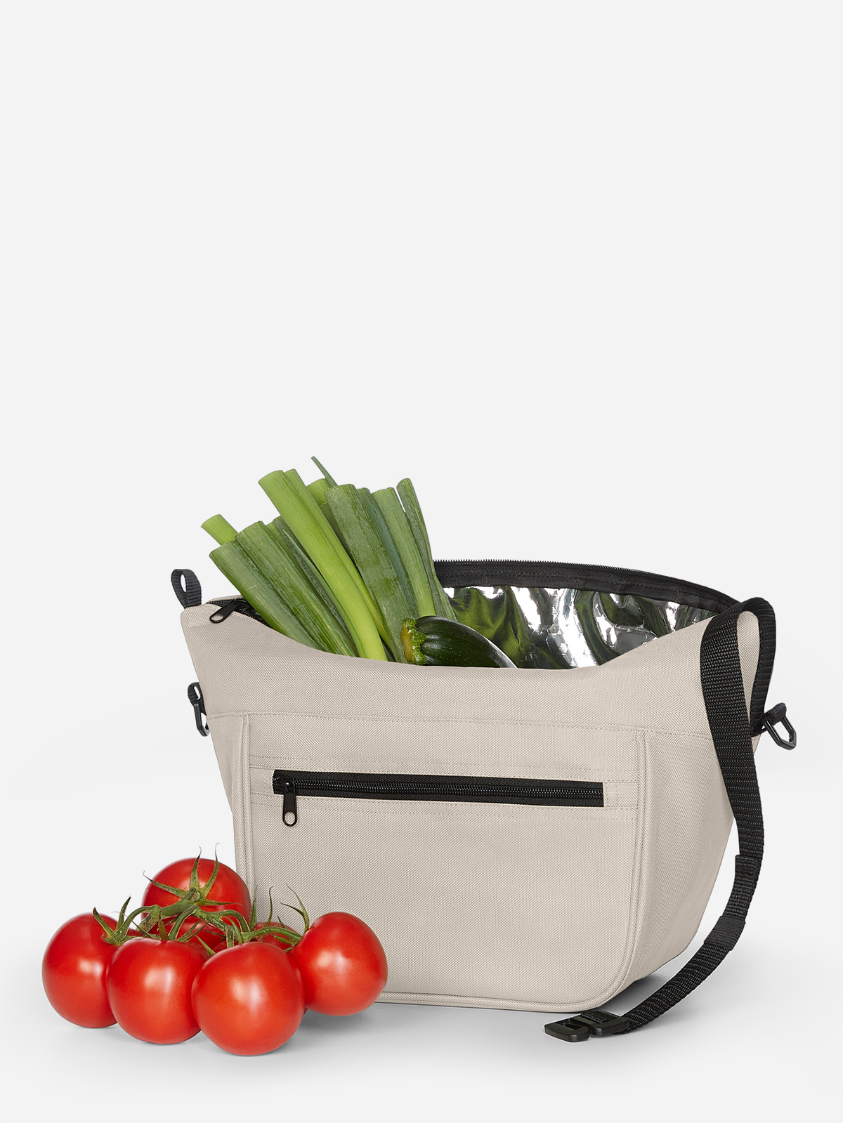 Lunchbag SOFTBASKET beige gefuellt mit gemuese