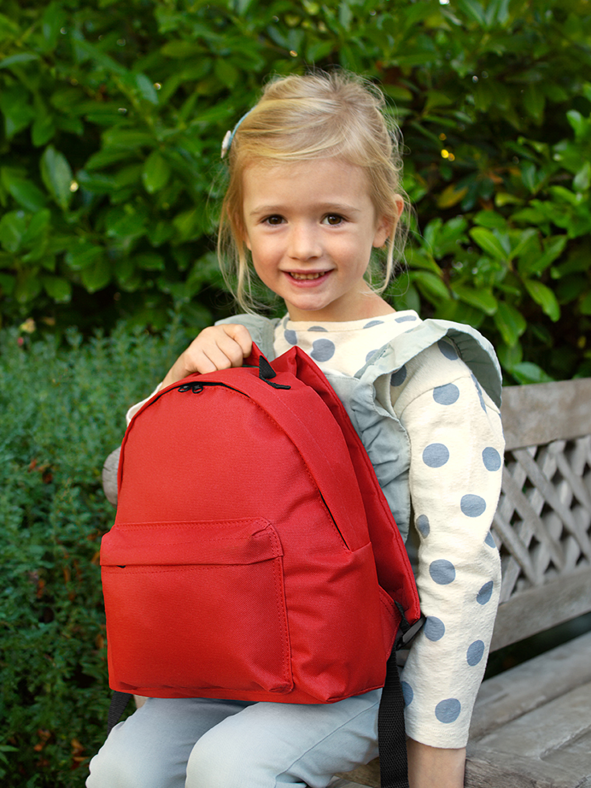backpack KIDS red featuring a model