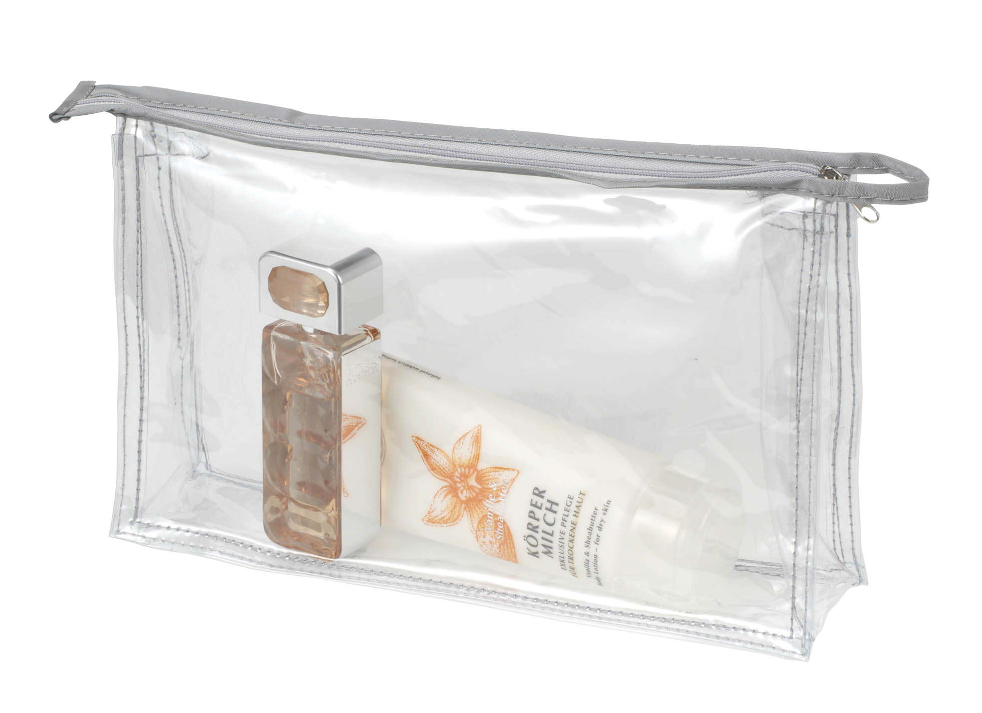 Reissverschluss-Tasche UNIVERSAL transparent gefuellt