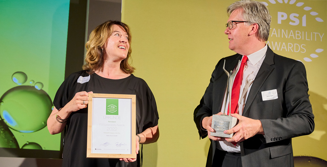 Geschäftsführer Armin Halfar und Kathrin Stühmeyer-Halfar erhalten PSI Sustainability Award als Sustainable Company of the Year 2022
