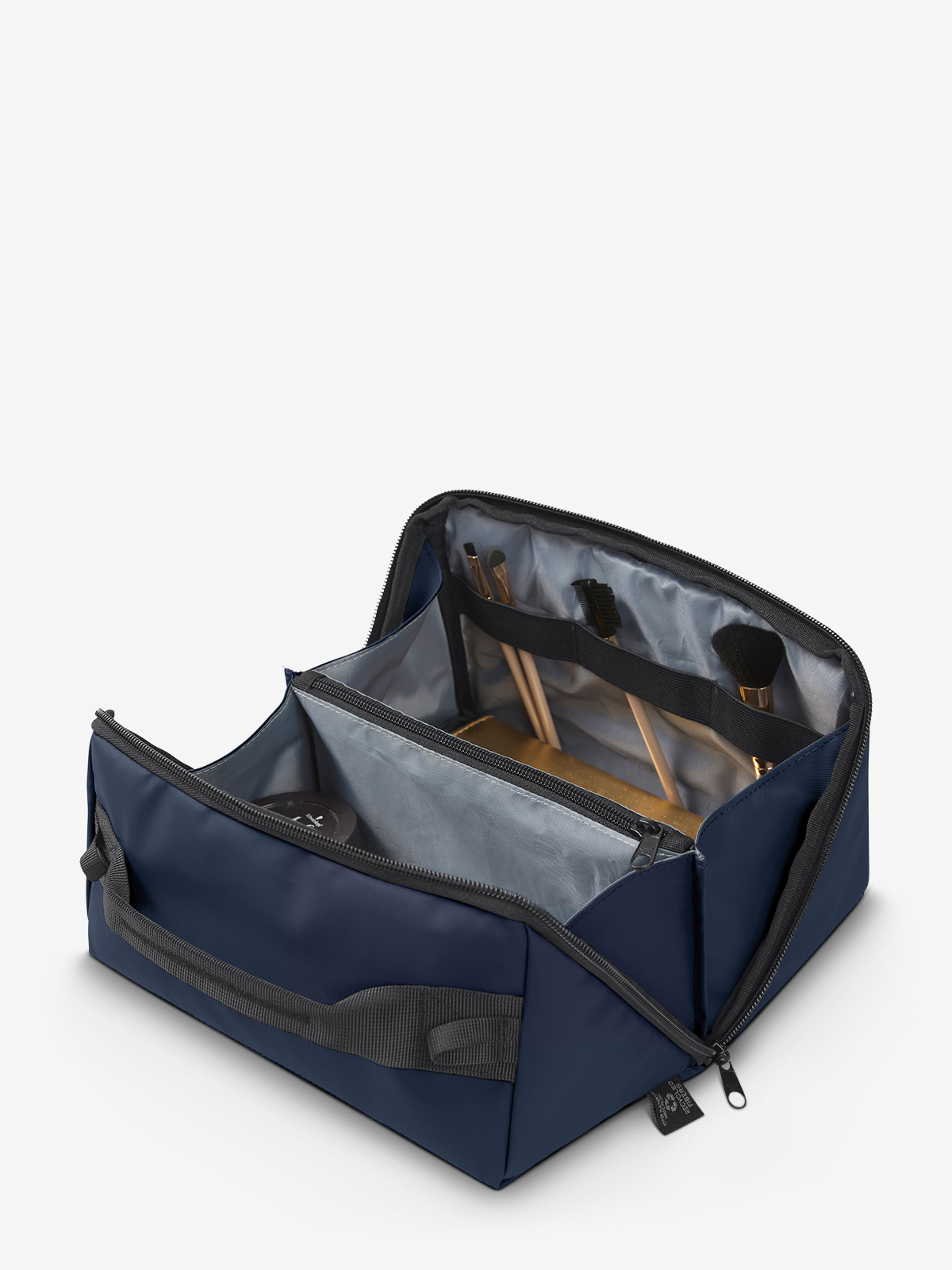 Reissverschluss-Tasche BOX marine gefuellt pinsel