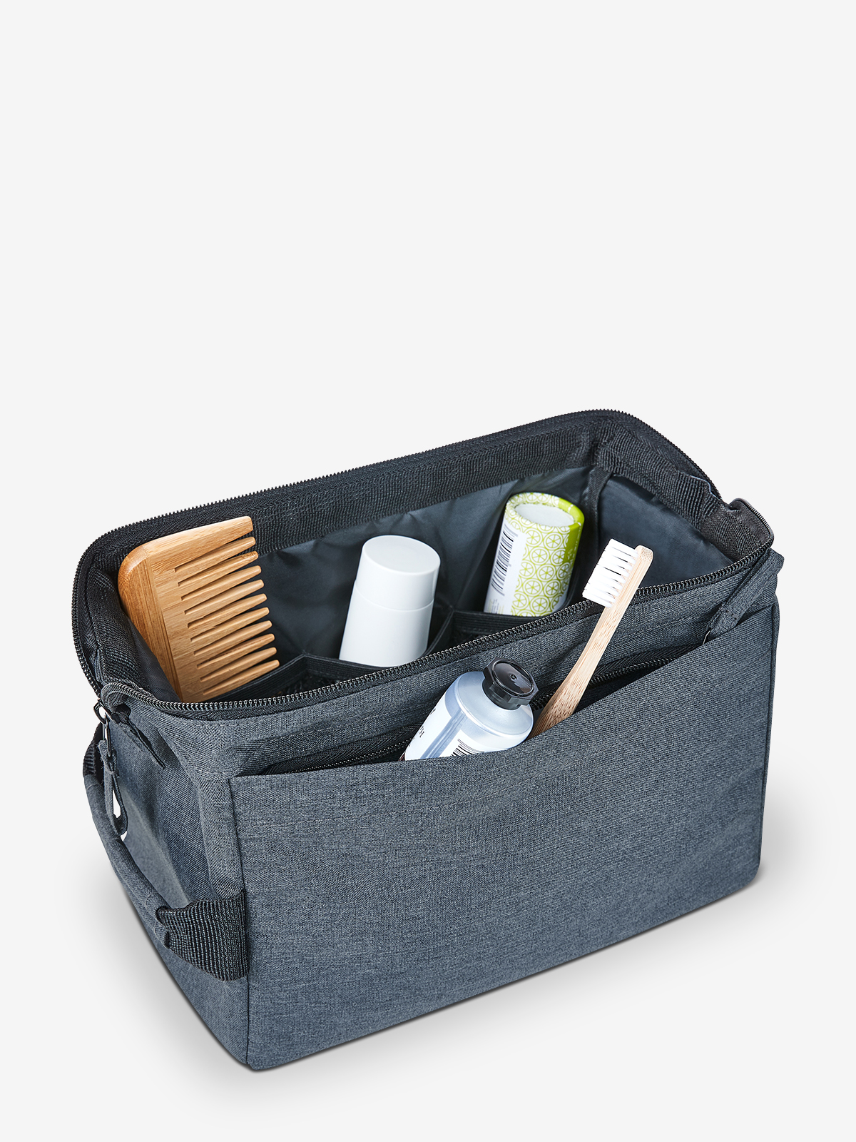 zipper bag CIRCLE blue-grey-sprinkle filled