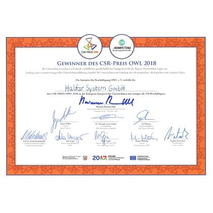 Halfar Auszeichnung CSR Preis OWL 2018