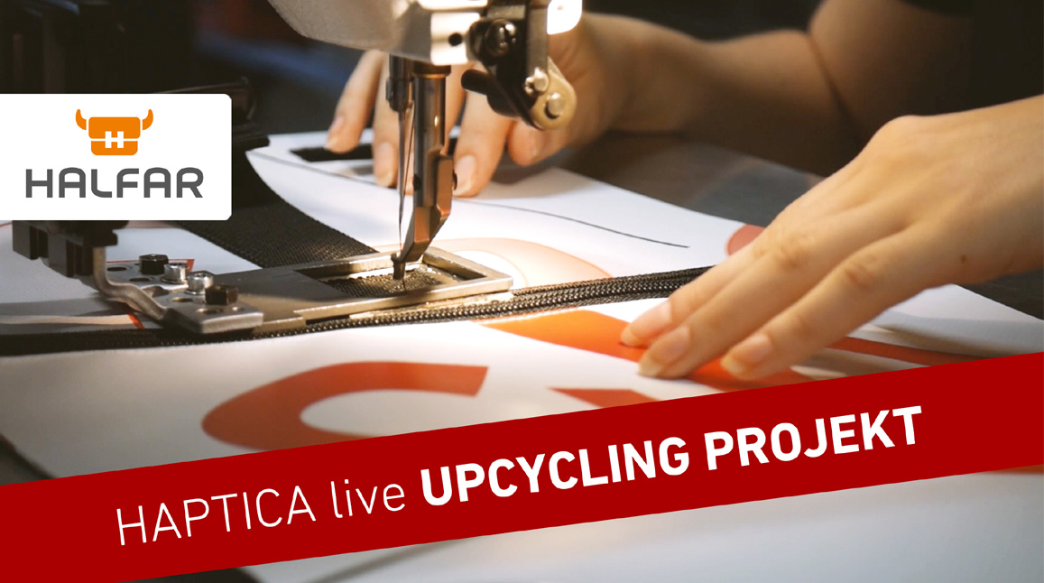 Upcycling bags made from used materials such as HAPTICA trade fair banners