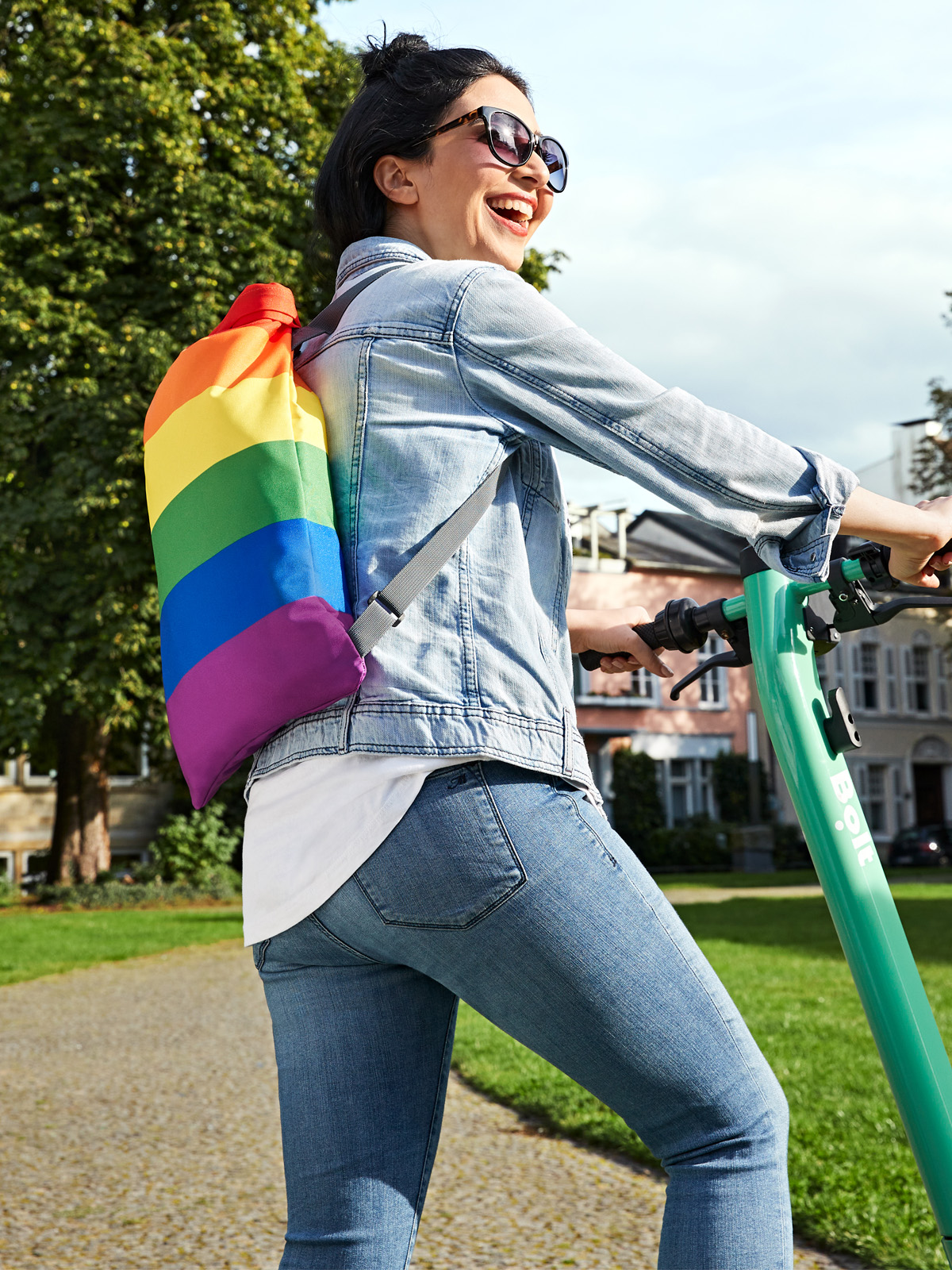 backpack DIAMOND colorful featuring a model