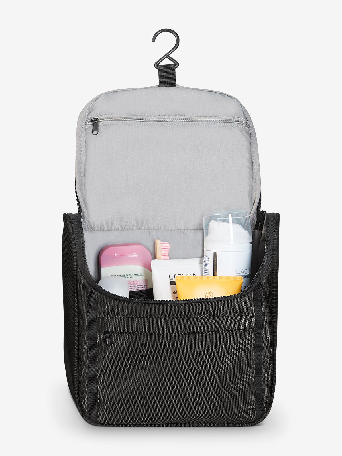 Kulturtasche FLEX schwarz gefuellt