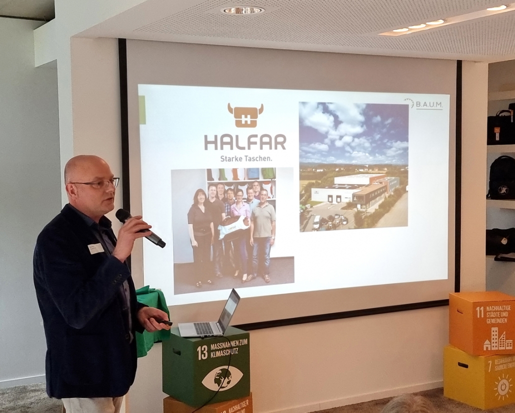 Presentation at Halfar on ÖKOPROFIT recertification and sustainable corporate action