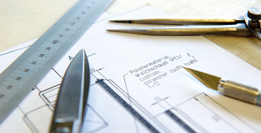 Produktionsskizze für Taschen-Sonderanfertigung von HALFAR®