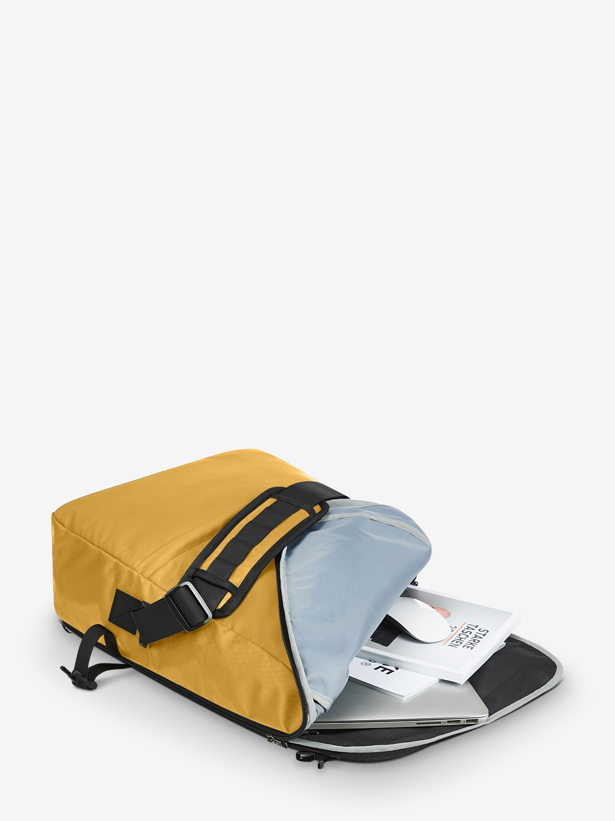 notebook bag ACTIVE mustard-yellow filled