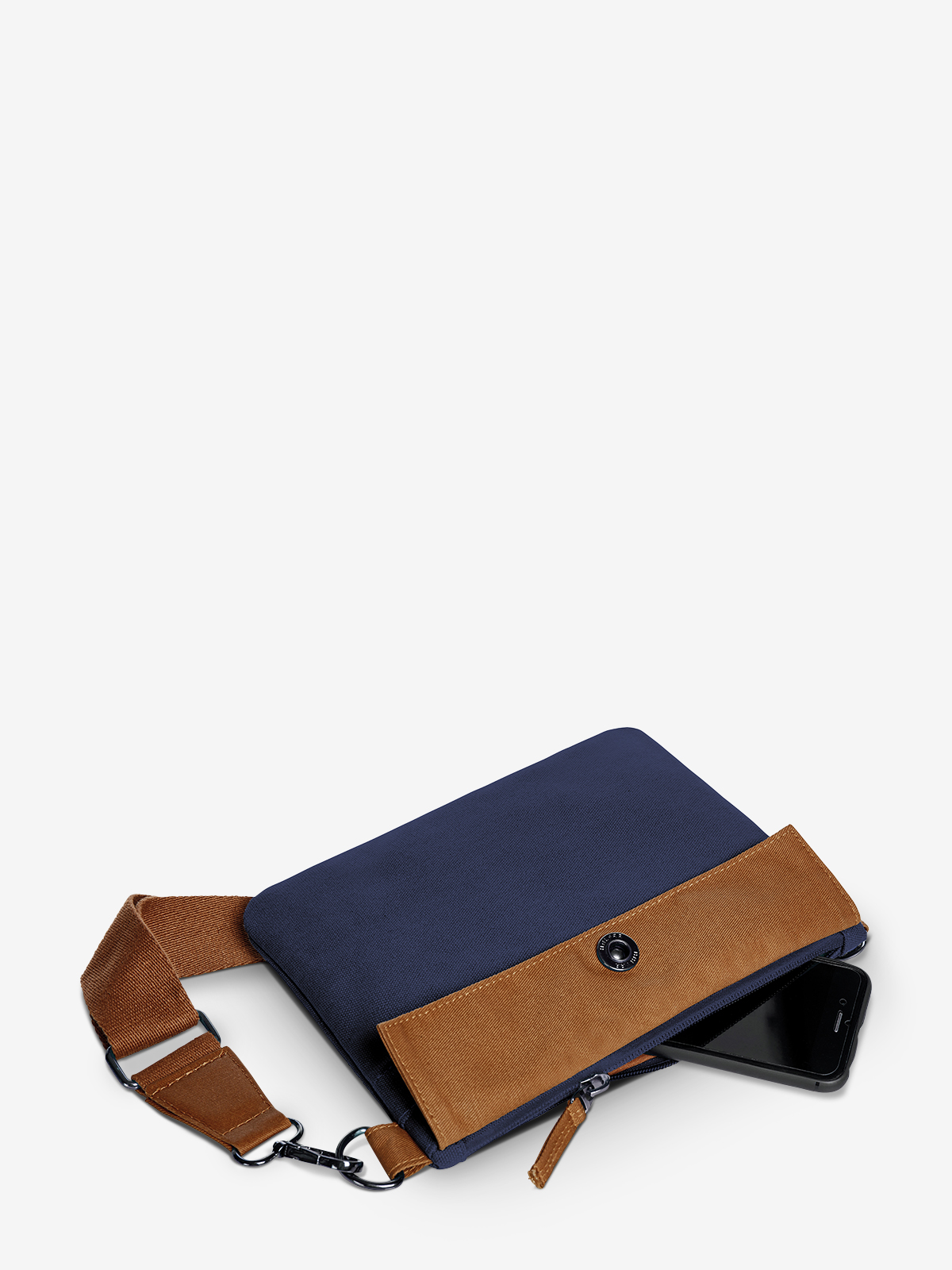 Reissverschluss-Tasche LIFE marine-braun gefuellt