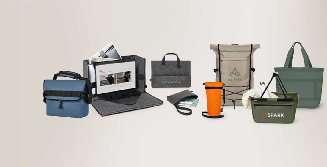 Verschiedene Werbetaschen von HALFAR® aus nachhaltigen Materialien