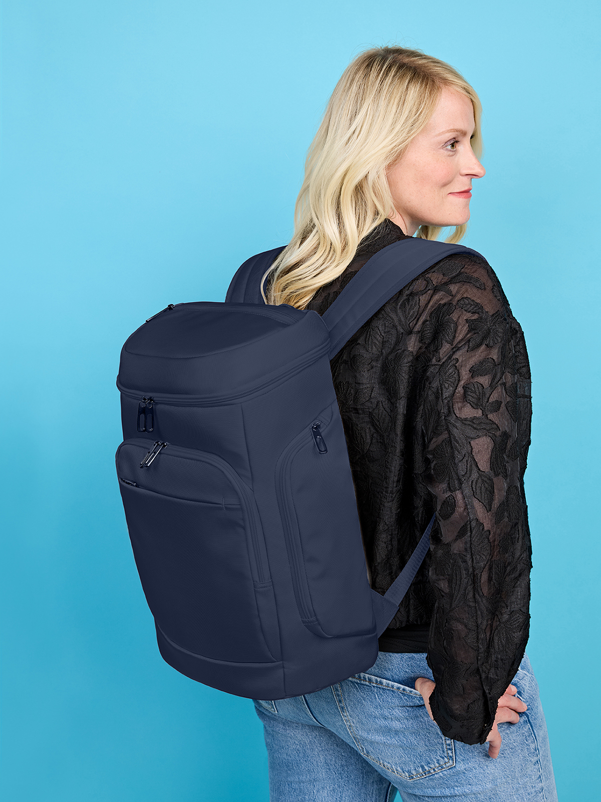 Notebook-Rucksack SOLID marine mit Model