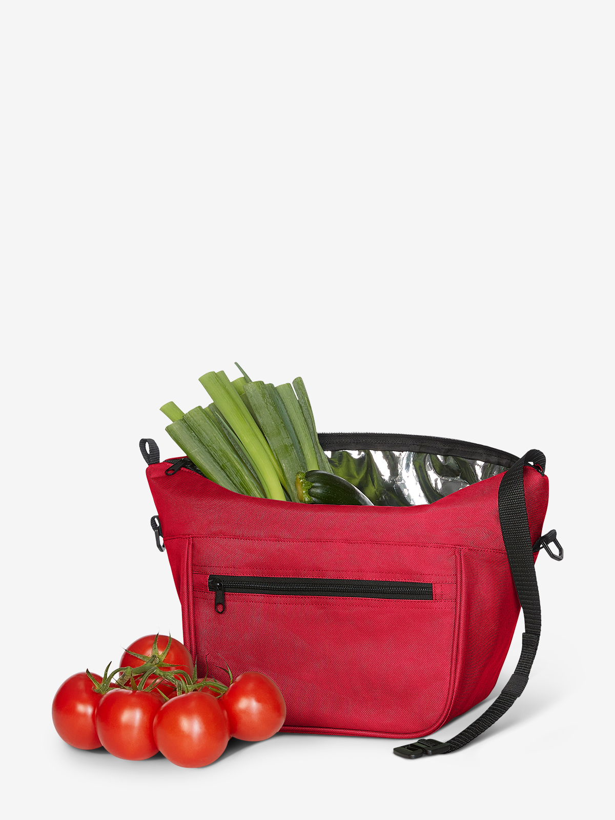 Lunchbag SOFTBASKET rot gefuellt mit gemuese