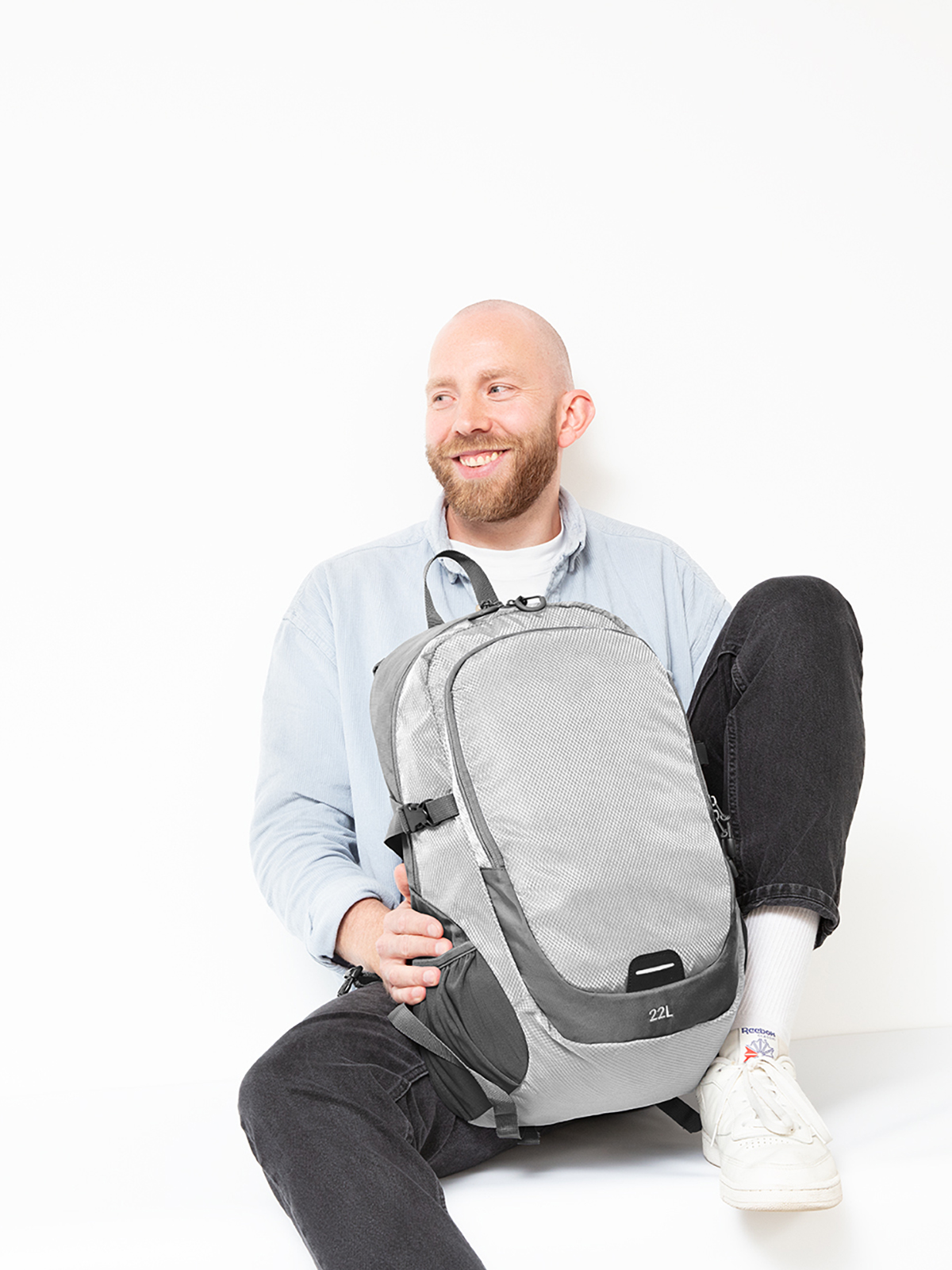 backpack STEP L white featuring a model