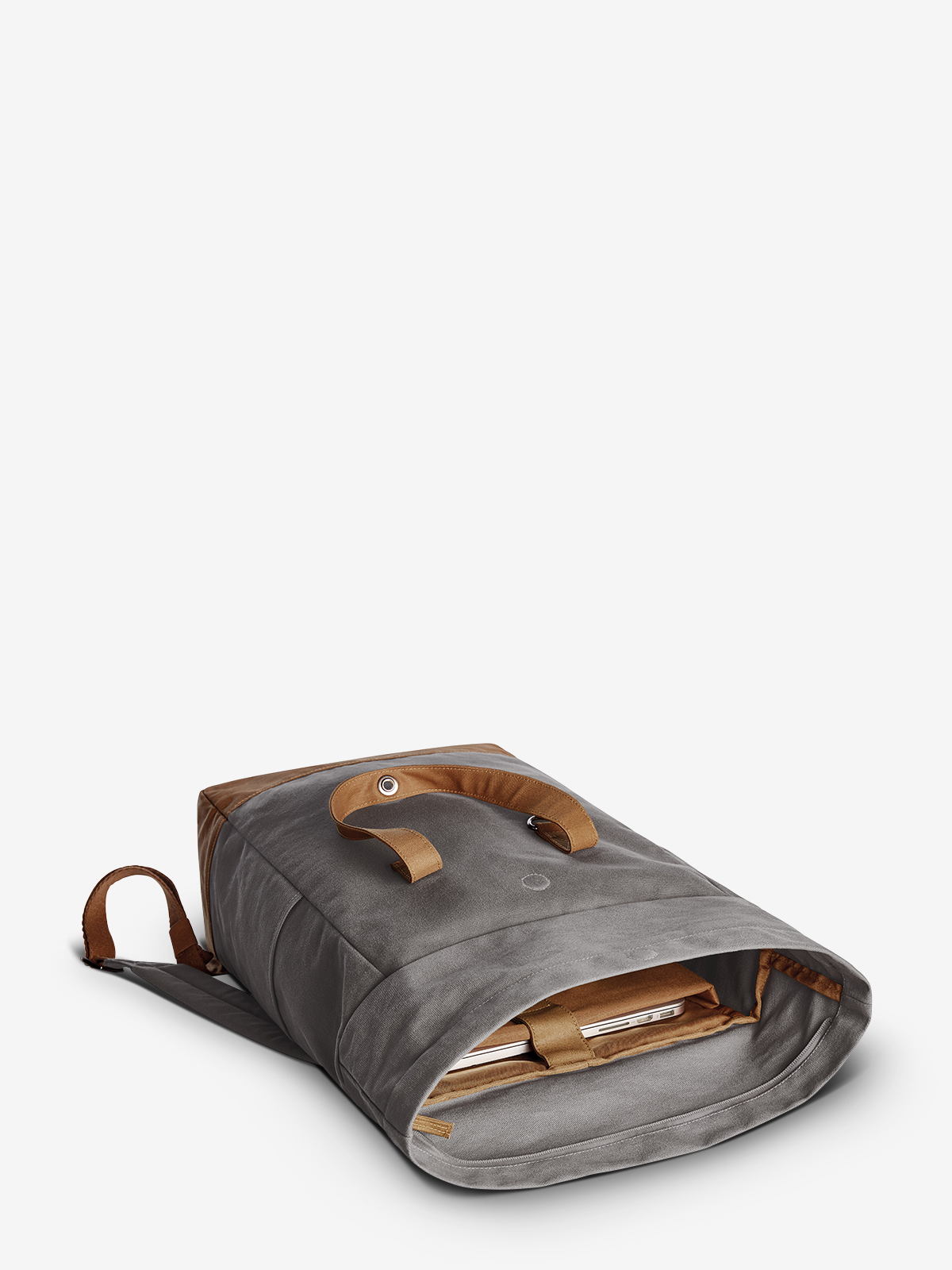 Notebook-Rucksack LIFE grau-braun gefuellt