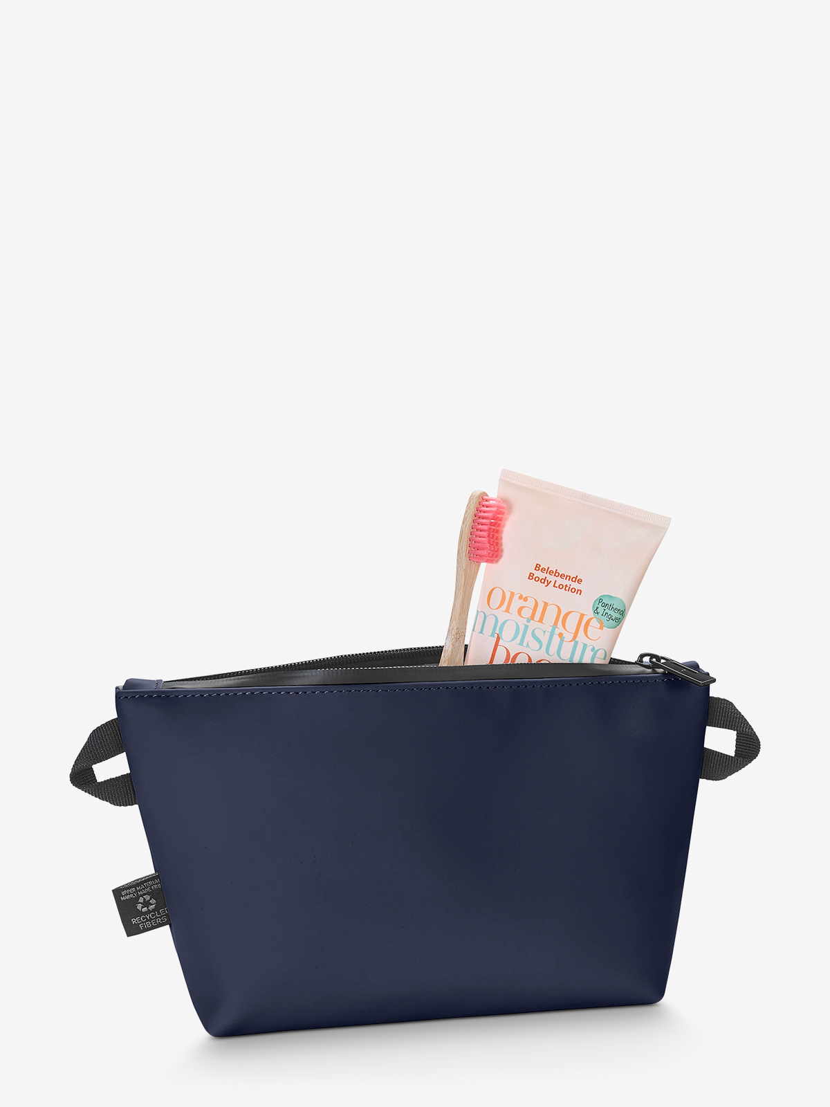 Reissverschluss-Tasche PURE marine gefuellt kosmetik