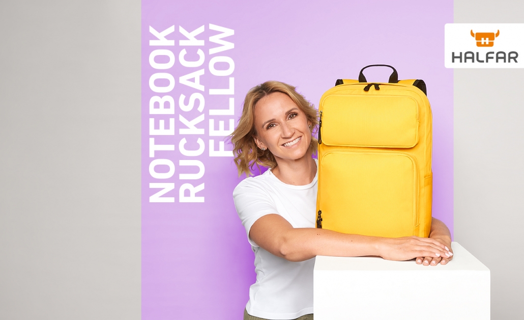 Notebook-Rucksack FELLOW in Gelb als auffälliger Business-Rucksack für mobiles Arbeiten