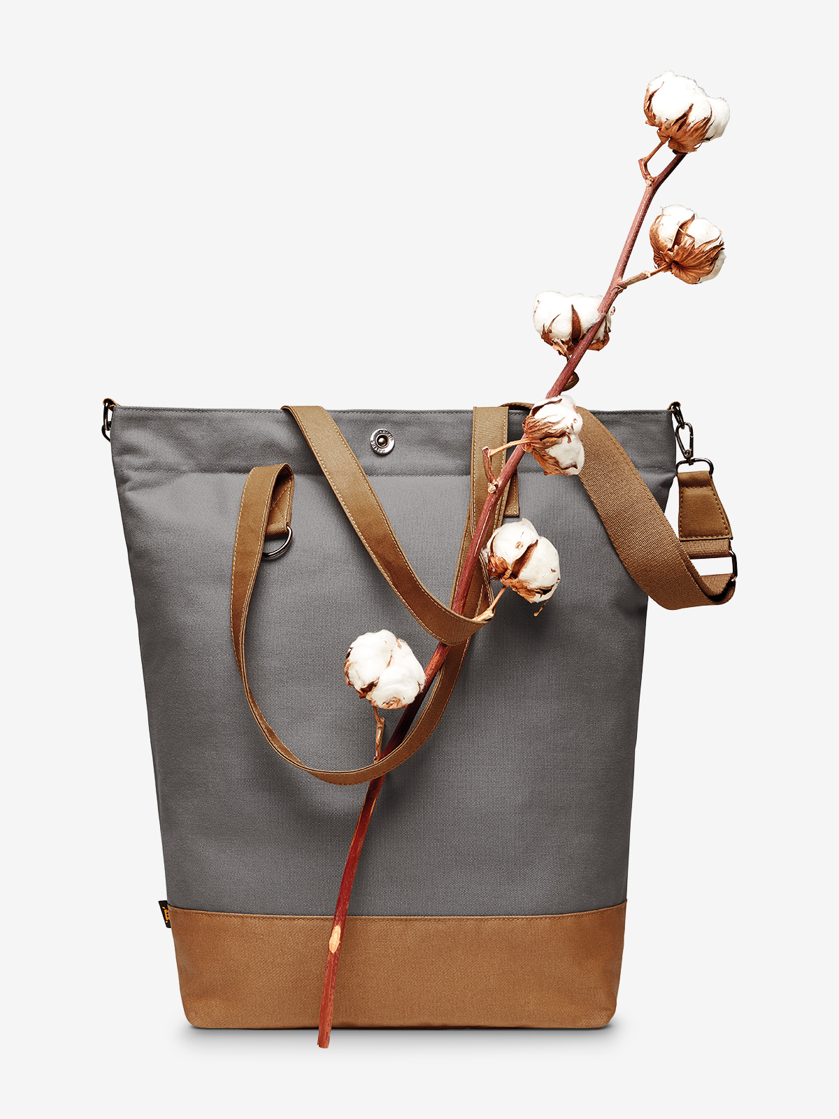 Shopper LIFE grau-braun baumwolle