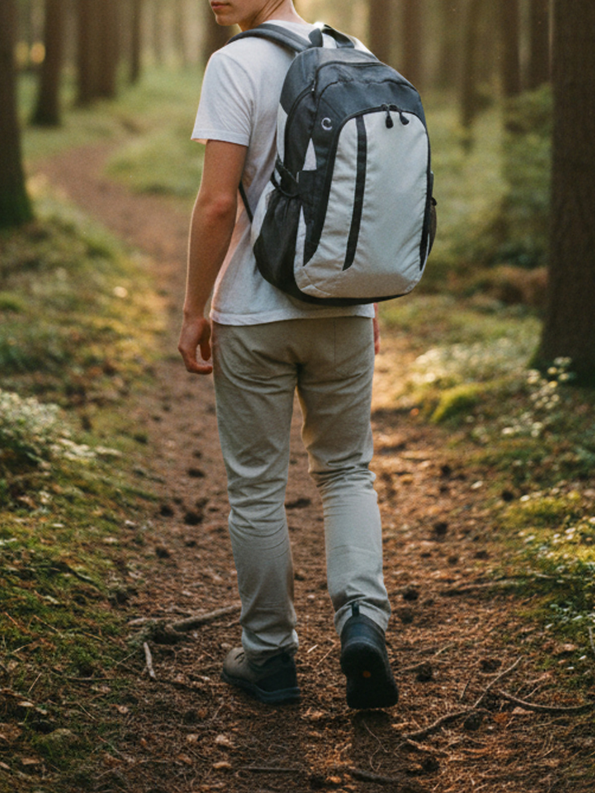 backpack GALAXY white featuring a model