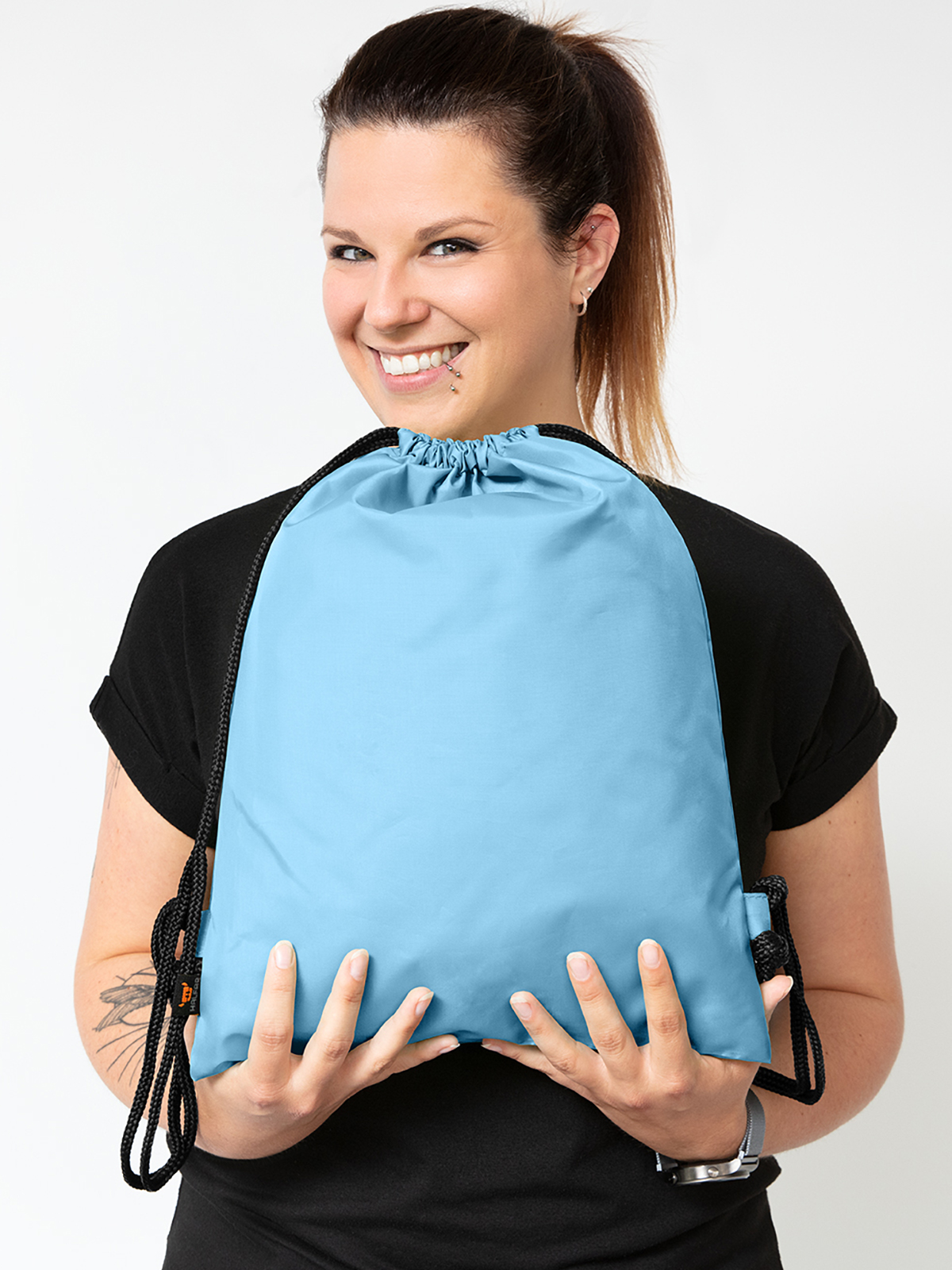 taffeta backpack SPORT light-blue featuring a model