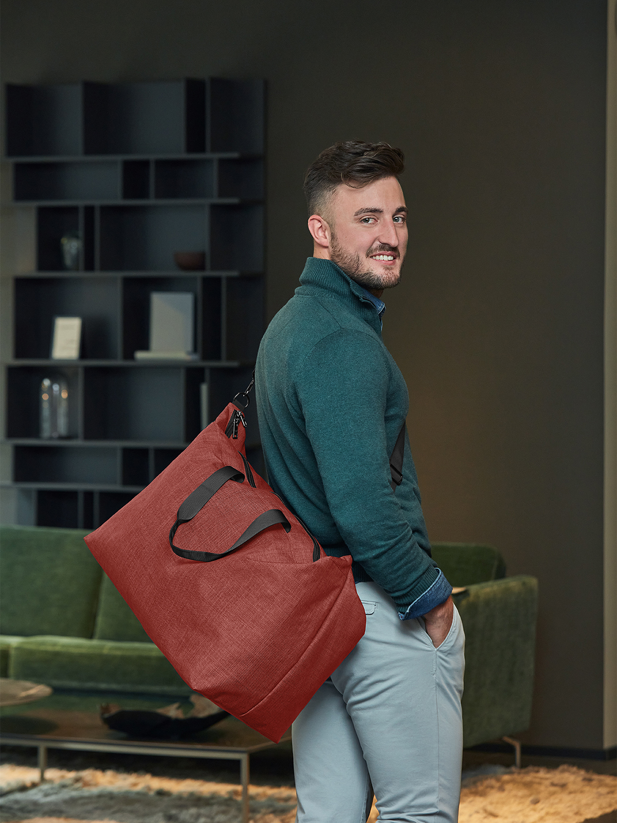 Sport-/Reisetasche EUROPE rot-meliert mit Model