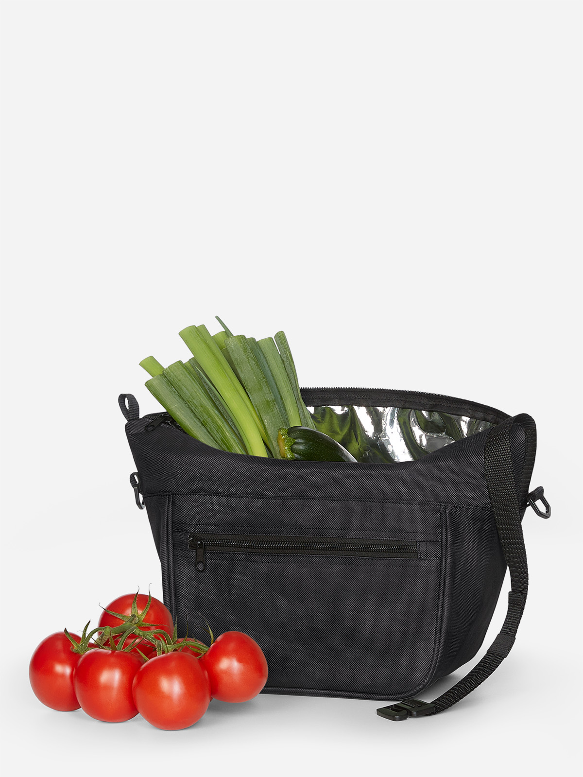 Lunchbag SOFTBASKET schwarz gefuellt mit gemuese