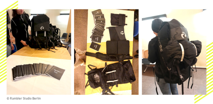 Rambler Backpack during distribution campaign with product parts and worn outdoor backpack
