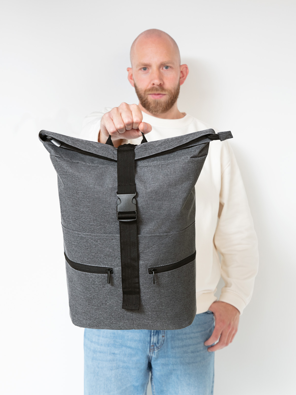 Notebook-Rucksack FASHION blau-grau-meliert mit Model